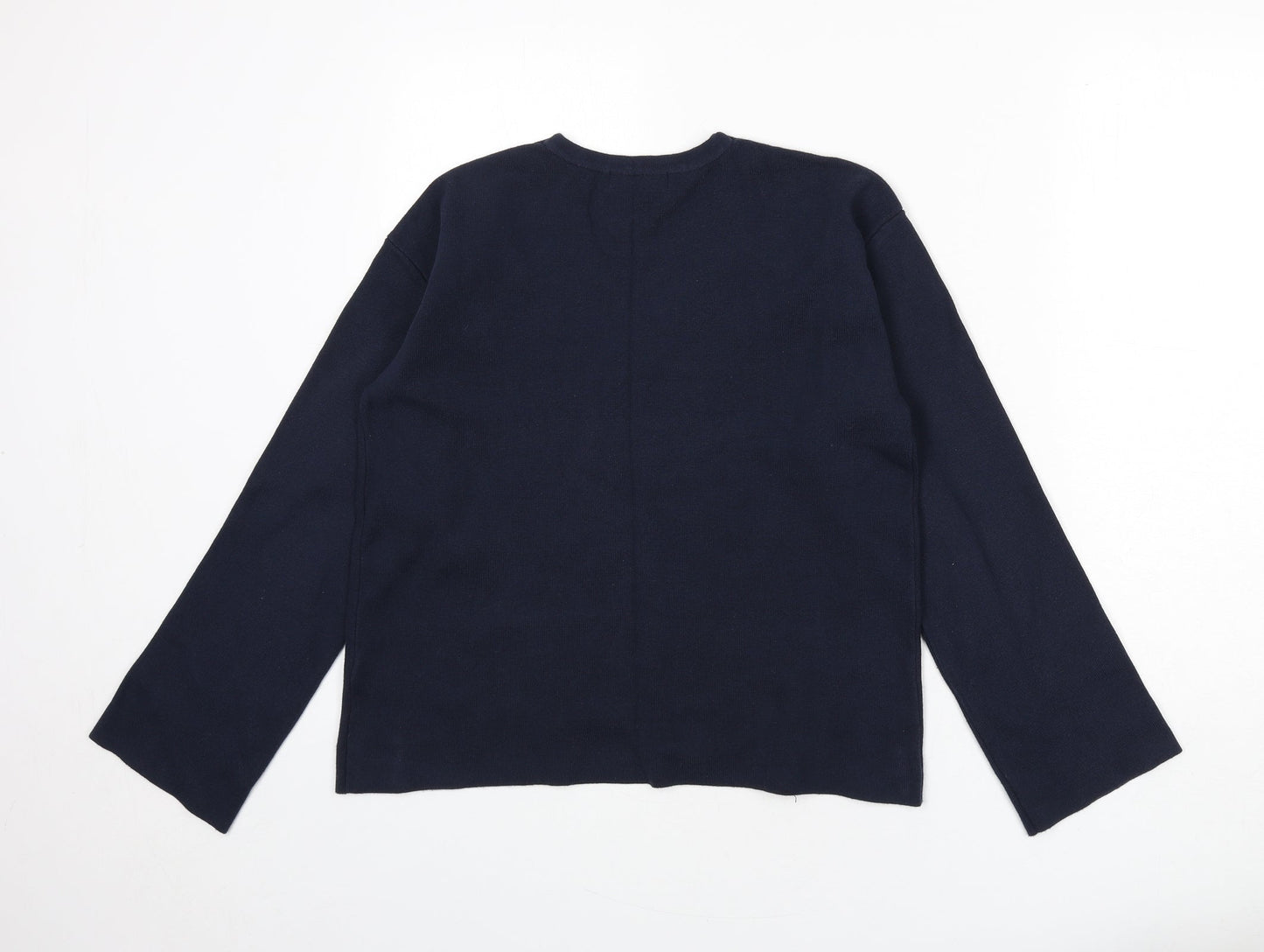 Marks and Spencer Womens Blue V-Neck Cotton Pullover Jumper Size M