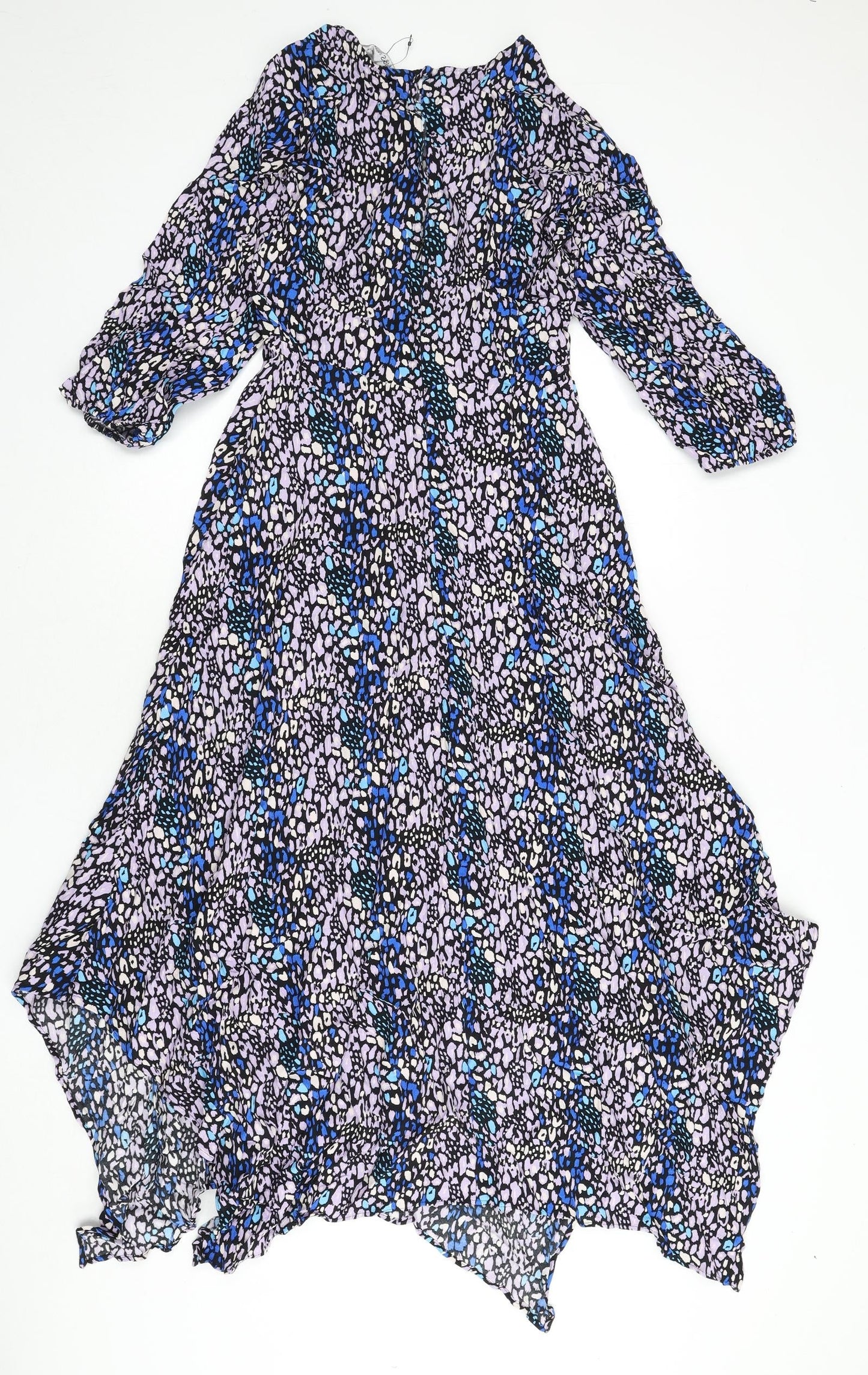 Marks and Spencer Womens Multicoloured Animal Print Viscose A-Line Size 8 Round Neck Zip - Leopard Print
