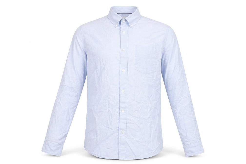 Marks & Spencer Mens Blue Cotton Button-Up Size M Collared Button