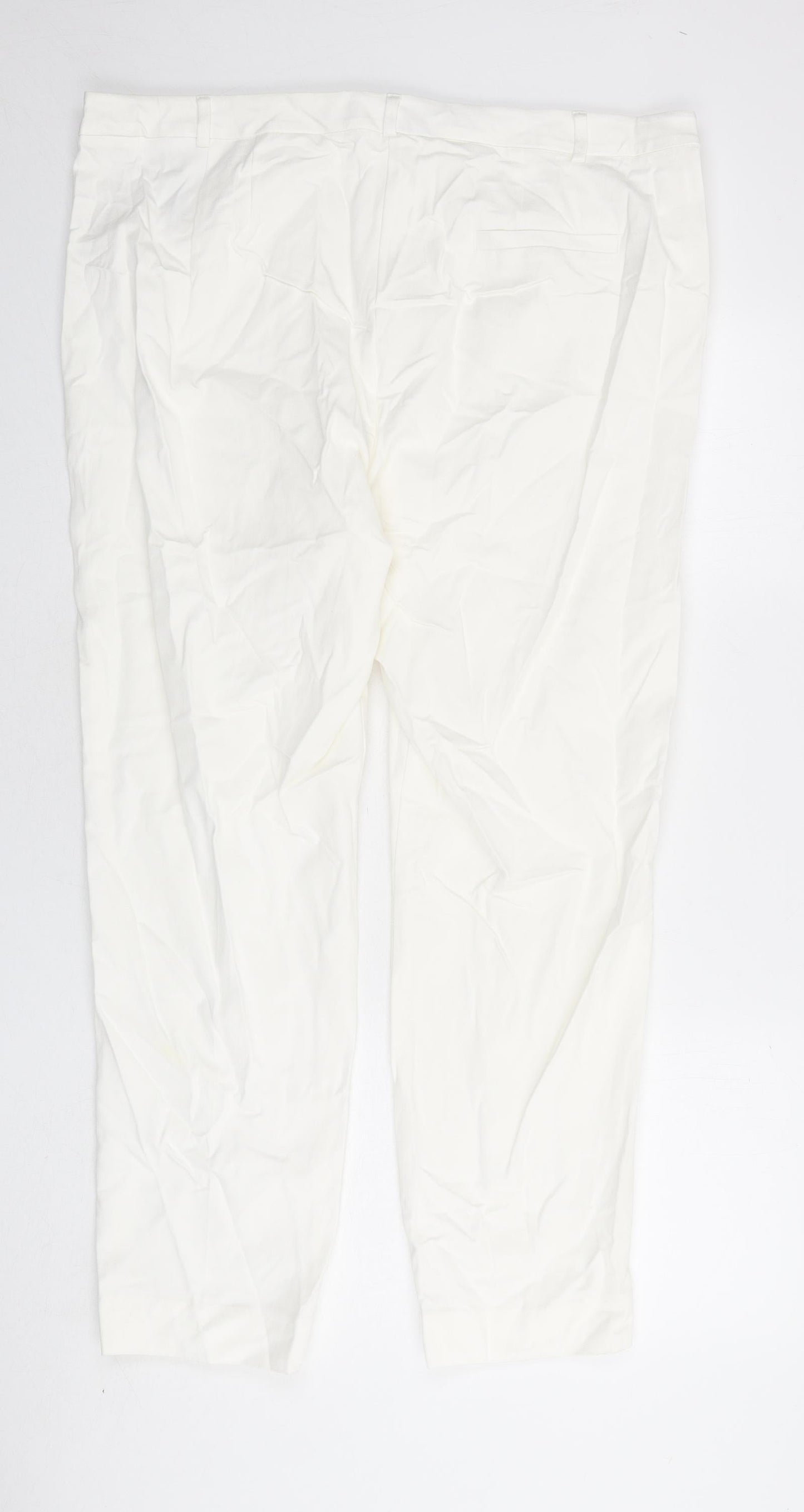 Marks and Spencer Womens Ivory Viscose Trousers Size 20 L26 in Slim Zip - Ankle Grazer