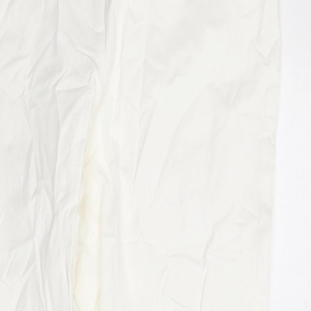 Marks and Spencer Womens Ivory Viscose Trousers Size 20 L26 in Slim Zip - Ankle Grazer
