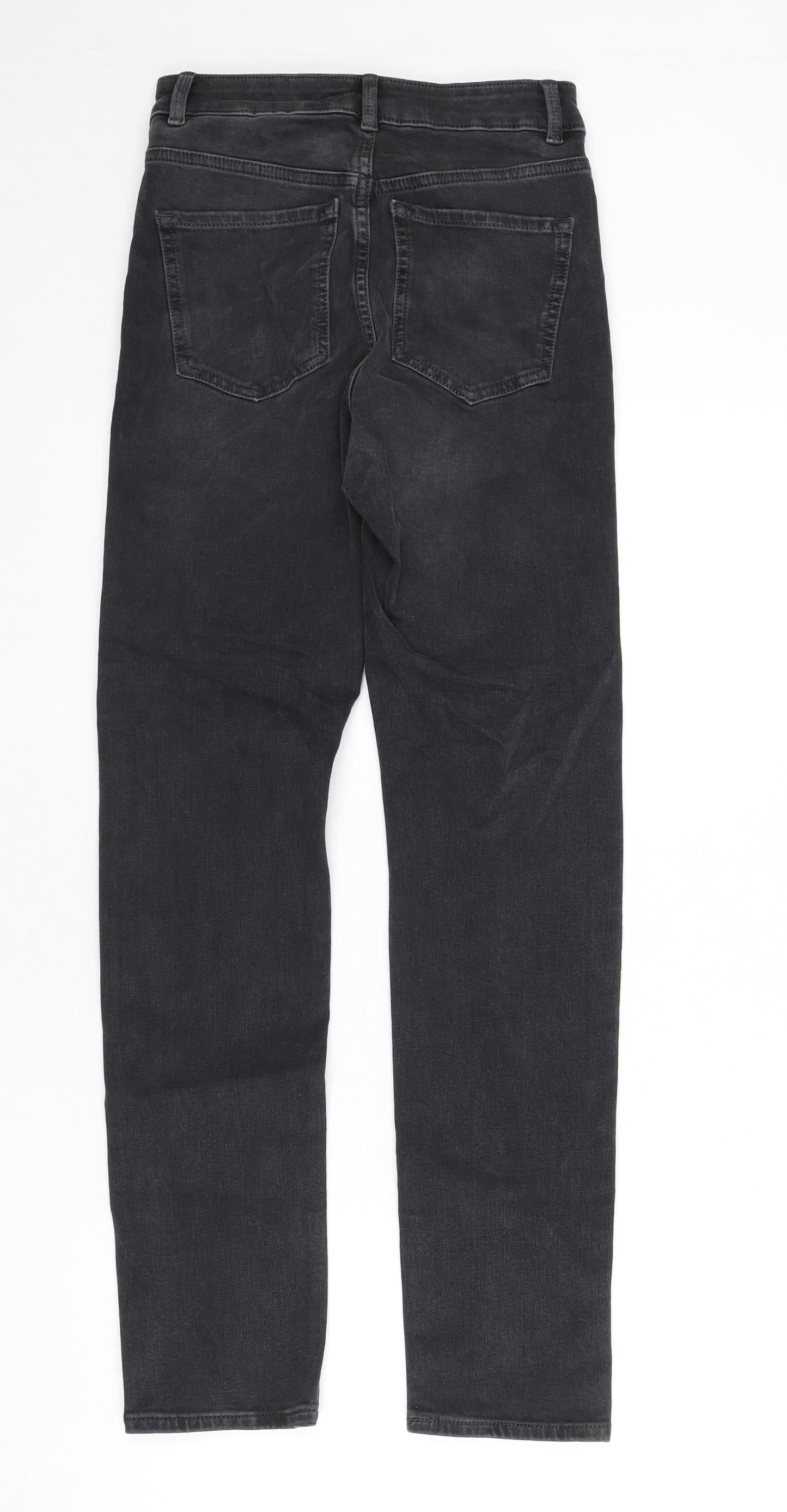 Marks and Spencer Womens Grey Cotton Straight Jeans Size 6 L26 in Regular Zip