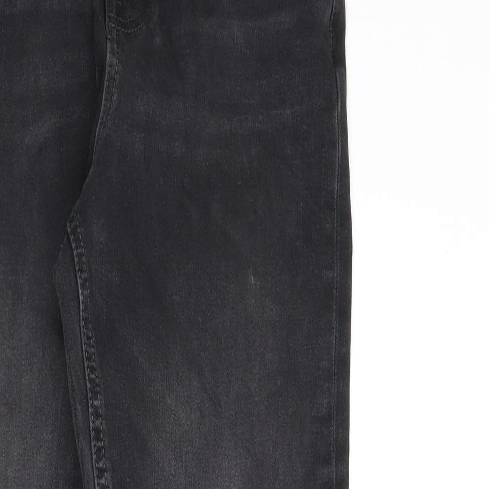 Marks and Spencer Womens Grey Cotton Straight Jeans Size 6 L26 in Regular Zip