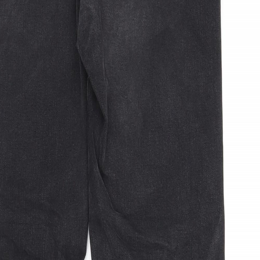 Marks and Spencer Womens Grey Cotton Straight Jeans Size 6 L26 in Regular Zip