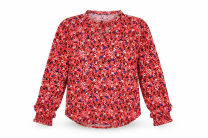 Front view of Autograph women’s multicoloured floral viscose basic blouse, size UK 6, v-neck