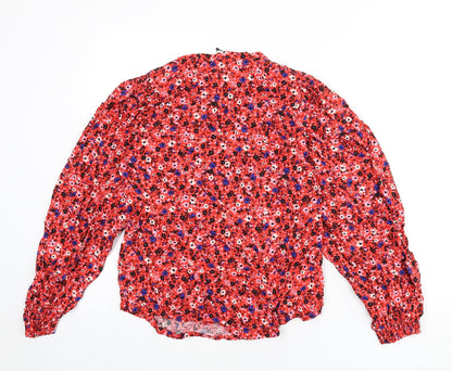 Back view of Autograph women’s multicoloured floral viscose basic blouse, size UK 6, v-neck
