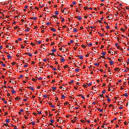 Brand and care label for Autograph women’s multicoloured floral viscose basic blouse, size UK 6, v-neck