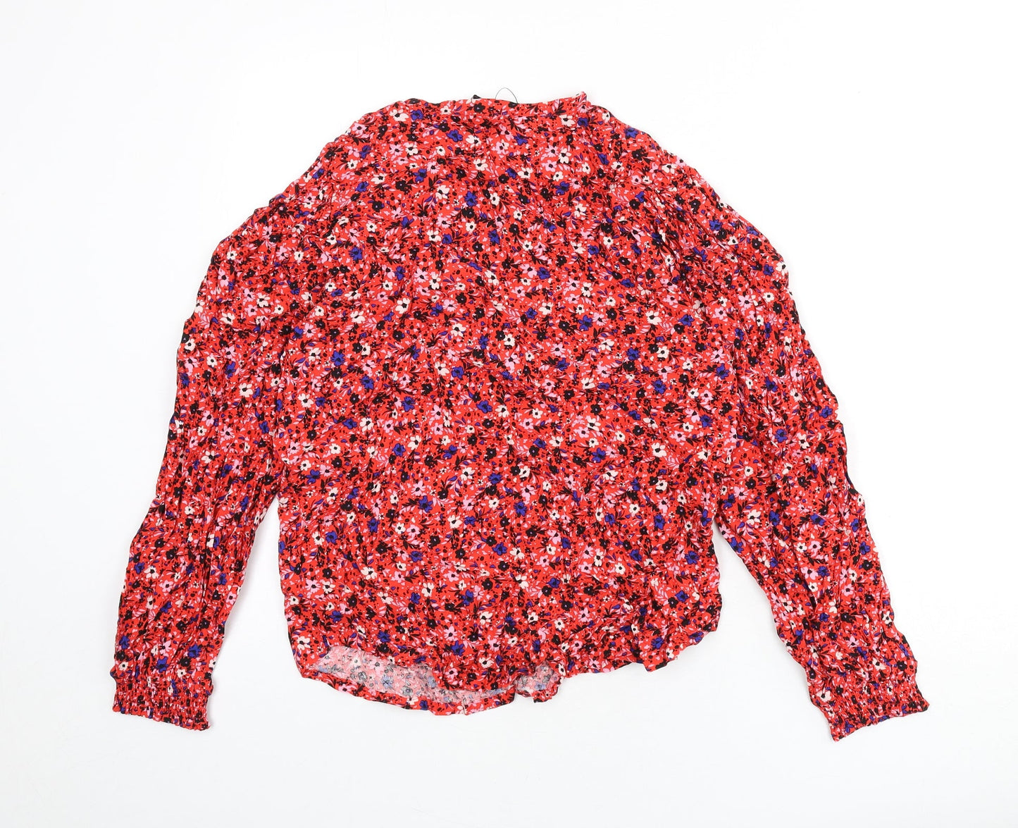 Marks and Spencer Womens Multicoloured Floral Viscose Basic Blouse Size 10 V-Neck