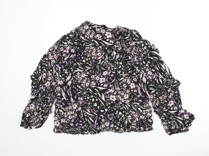 Marks & Spencer Womens Multicoloured Geometric Viscose Basic Blouse Size 8 Round Neck - Sparkle, Flowers
