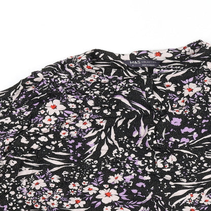 Marks & Spencer Womens Multicoloured Geometric Viscose Basic Blouse Size 8 Round Neck - Sparkle, Flowers