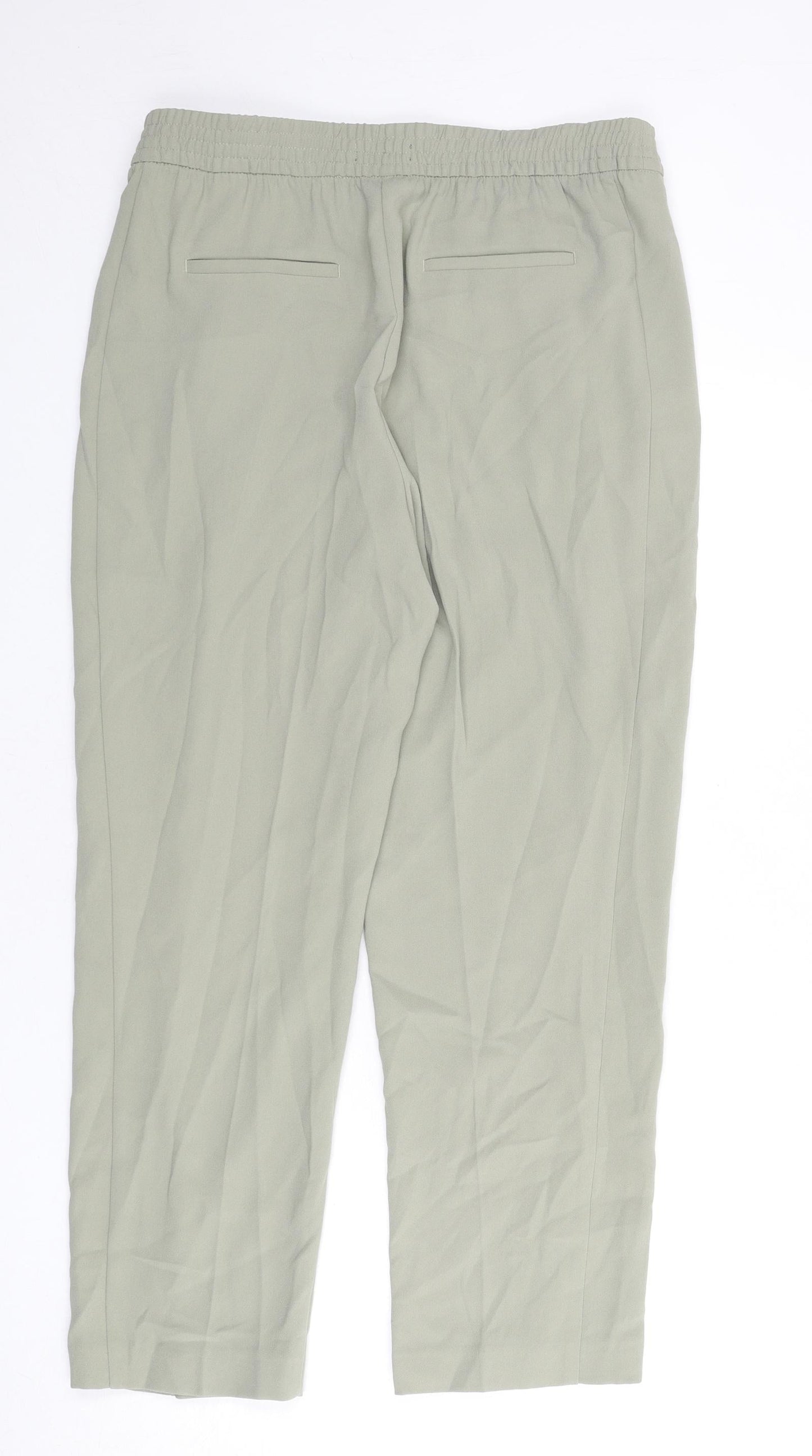 Marks and Spencer Womens Green Polyester Trousers Size 14 L25 in Regular - Pleat
