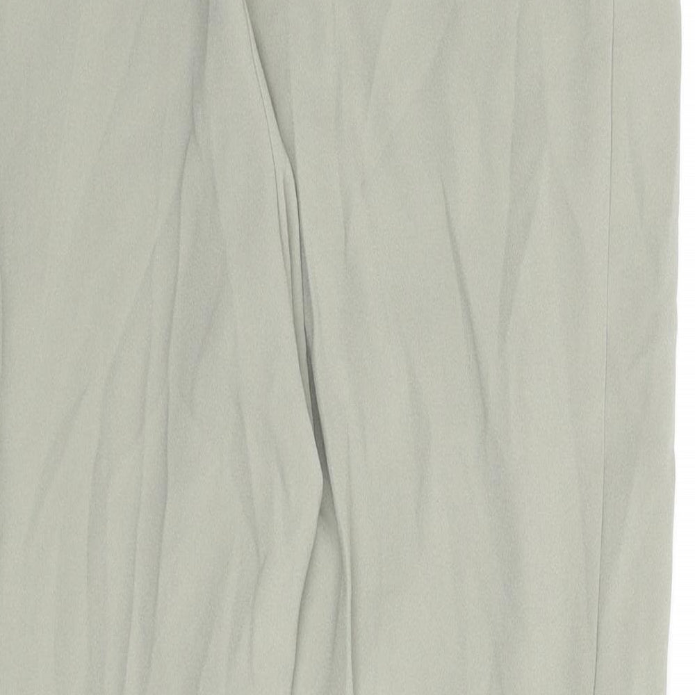 Marks and Spencer Womens Green Polyester Trousers Size 14 L25 in Regular - Pleat