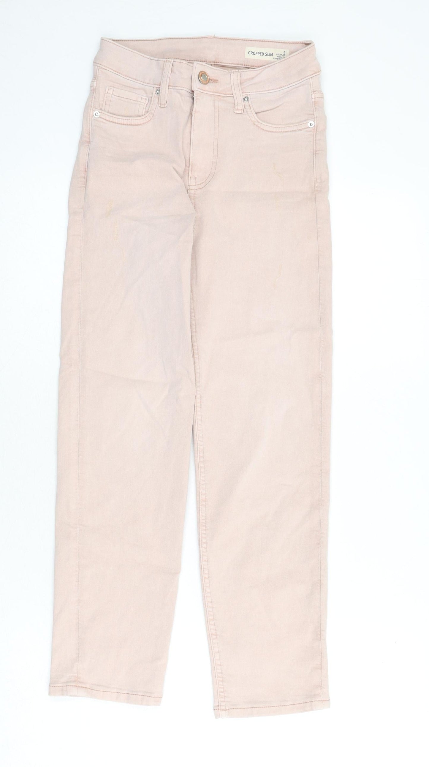 Marks and Spencer Womens Pink Cotton Skinny Jeans Size 6 L24 in Slim Zip - Cropped