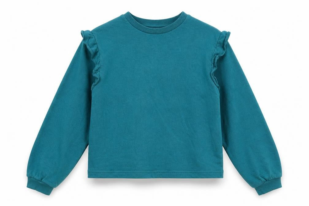 H&M Girls Blue Cotton Pullover Sweatshirt Size 10-11 Years Pullover - Size 10-12 Ruffles