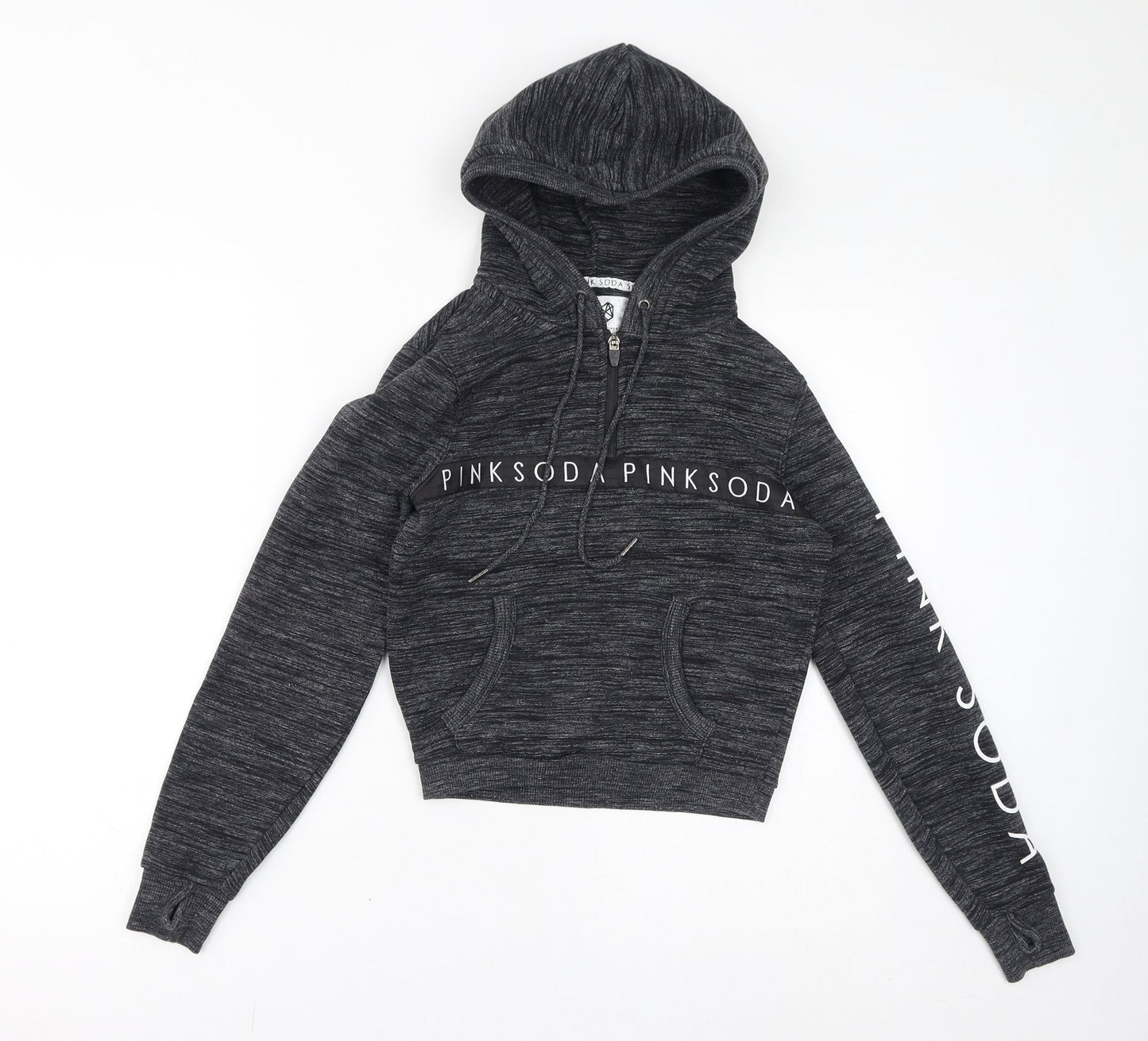 Pink Soda Womens Grey Cotton Pullover Hoodie Size 4 Pullover