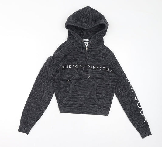Pink Soda Womens Grey Cotton Pullover Hoodie Size 4 Pullover