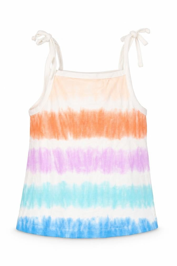 Marks & Spencer Girls Multicoloured Striped Cotton Basic Tank Size 2-3 Years Square Neck Pullover - Tie Dye