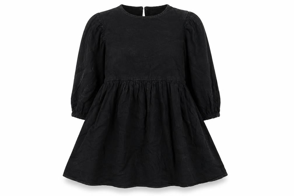 Denim & Co. Womens Black Cotton A-Line Size 12 Crew Neck Button - Pleated