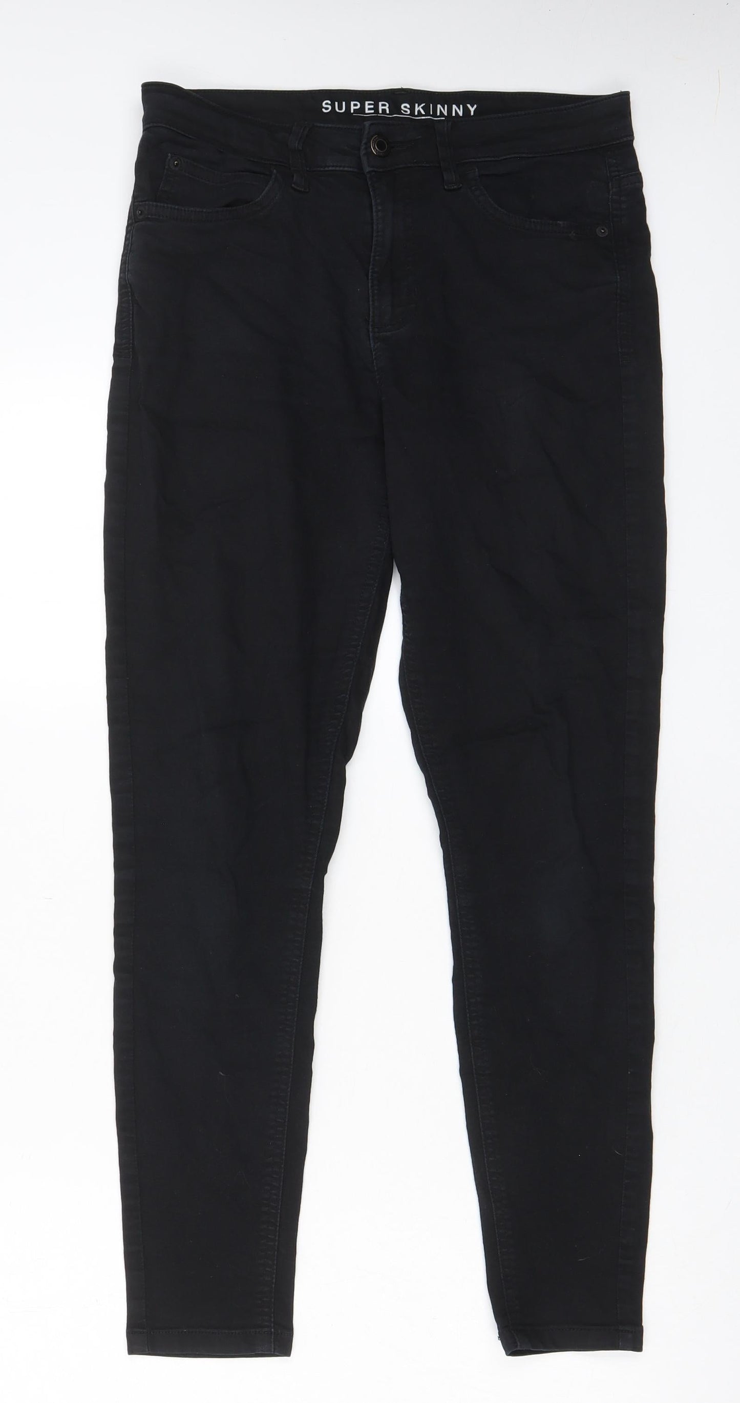 Marks and Spencer Womens Black Cotton Skinny Jeans Size 28 in L27 in Regular Zip - Pockets