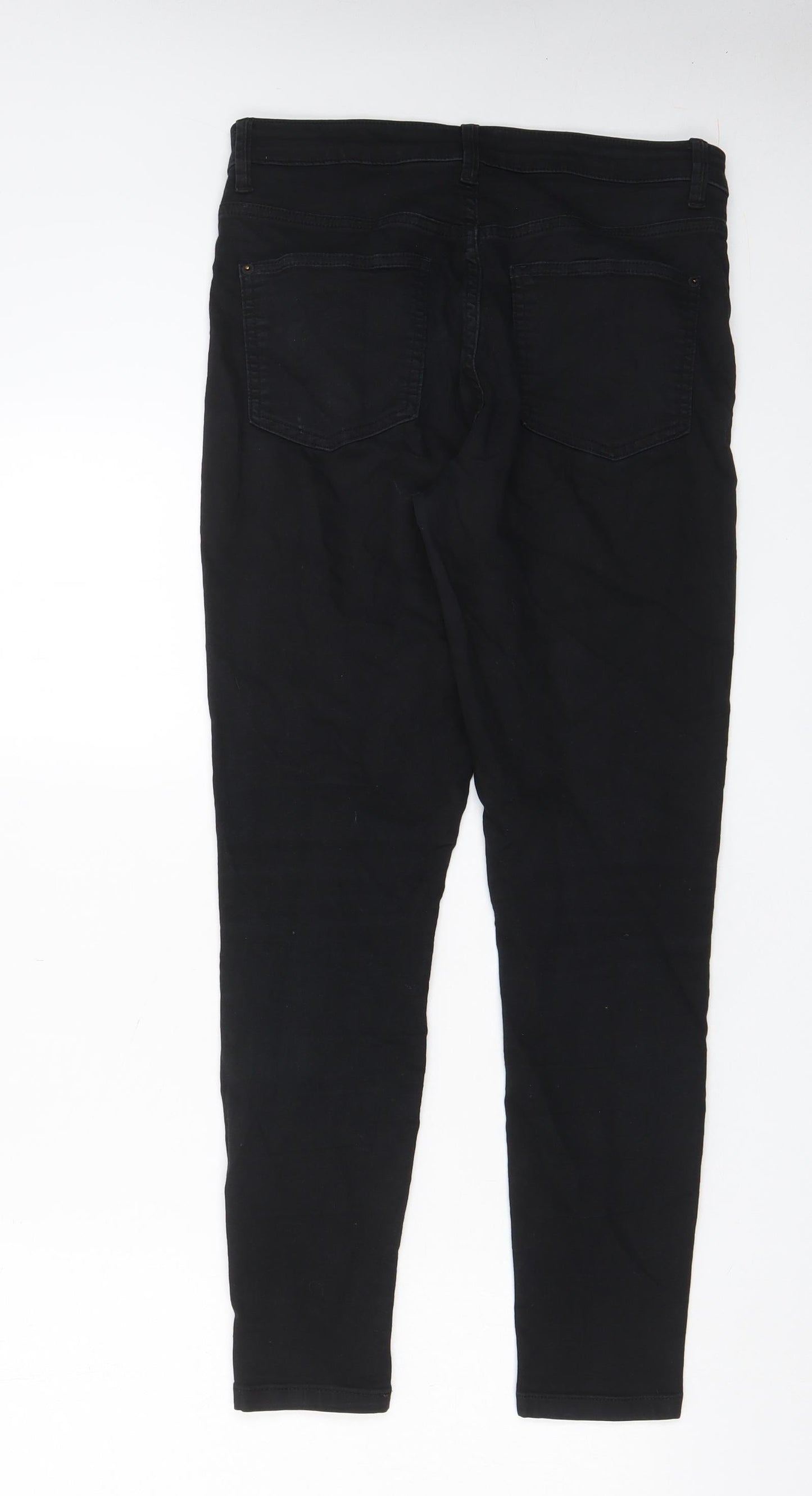 Marks and Spencer Womens Black Cotton Skinny Jeans Size 28 in L27 in Regular Zip - Pockets