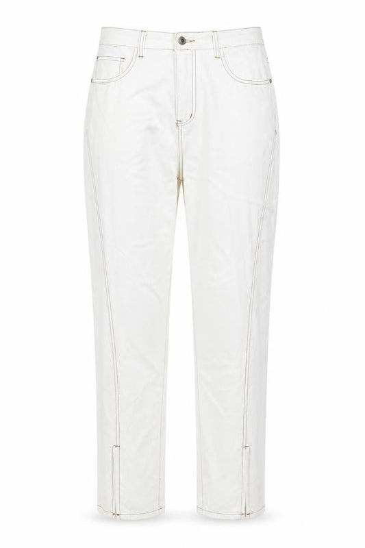 PRETTYLITTLETHING Womens White Cotton Straight Jeans Size 12 L32 in Regular Zip - Pockets, Split hems