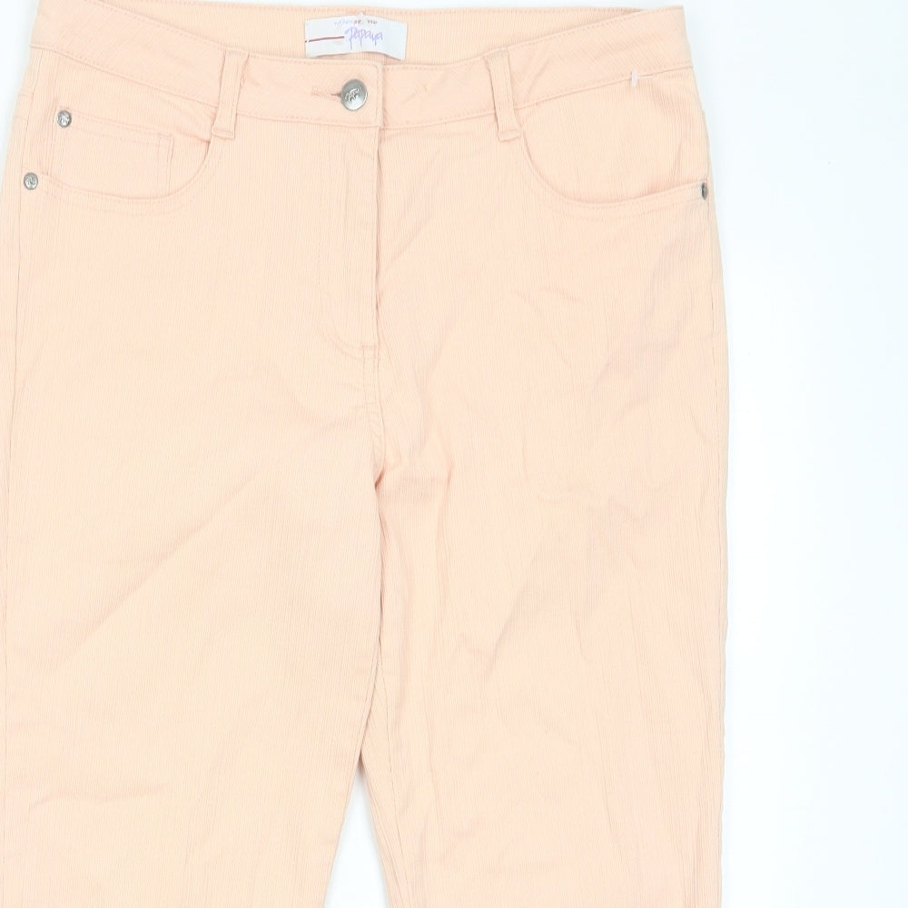 Papaya Womens Pink Cotton Cropped Jeans Size 12 L22 in Regular Zip - Pockets