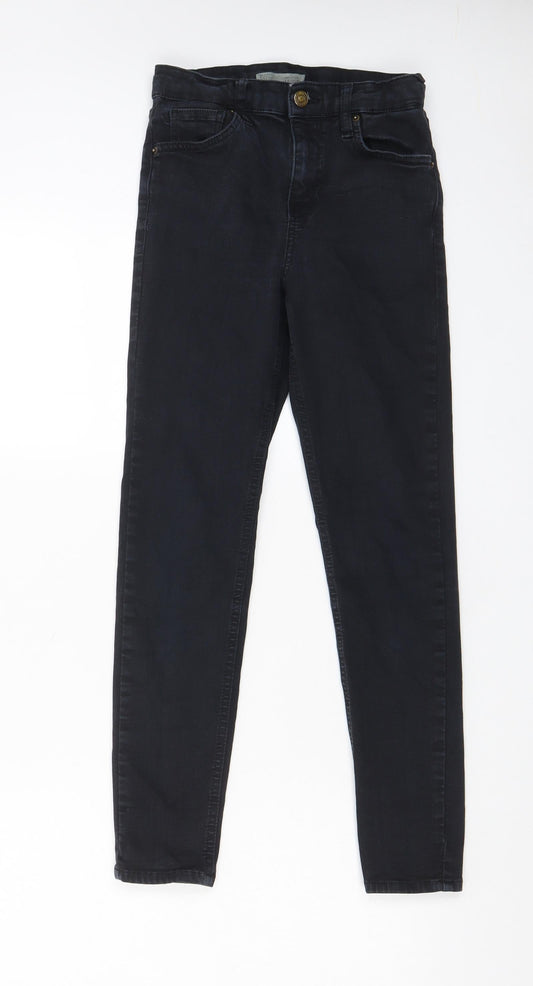 Topshop Womens Black Cotton Skinny Jeans Size 26 in L30 in Regular Zip - Pockets