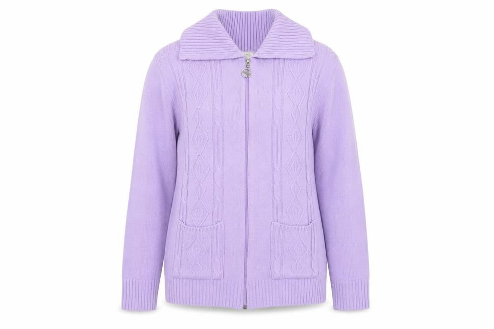 Choice Womens Purple Collared Acrylic Full Zip Jumper Size S - Pockets