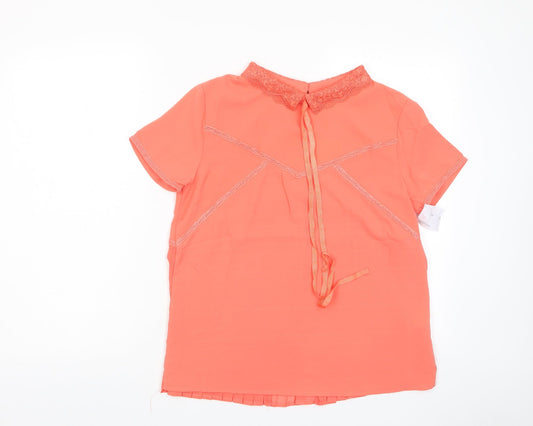 Grace & Mila Womens Pink Polyester Basic T-Shirt Size M Collared - Embroidered