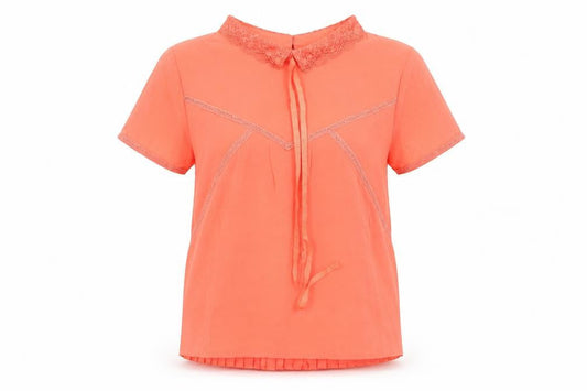 Grace & Mila Womens Pink Polyester Basic T-Shirt Size M Collared - Embroidered