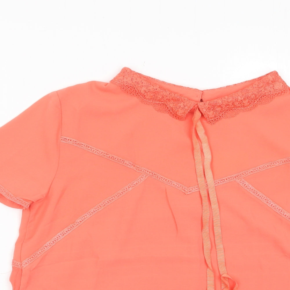 Grace & Mila Womens Pink Polyester Basic T-Shirt Size M Collared - Embroidered