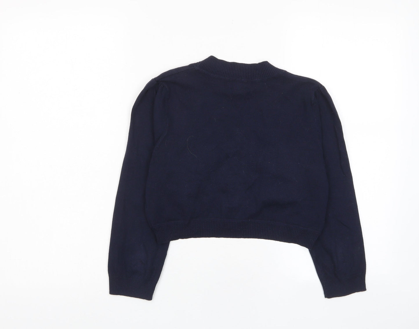 Monsoon Womens Blue V-Neck Cotton Cardigan Jumper Size M - Cropped, Open
