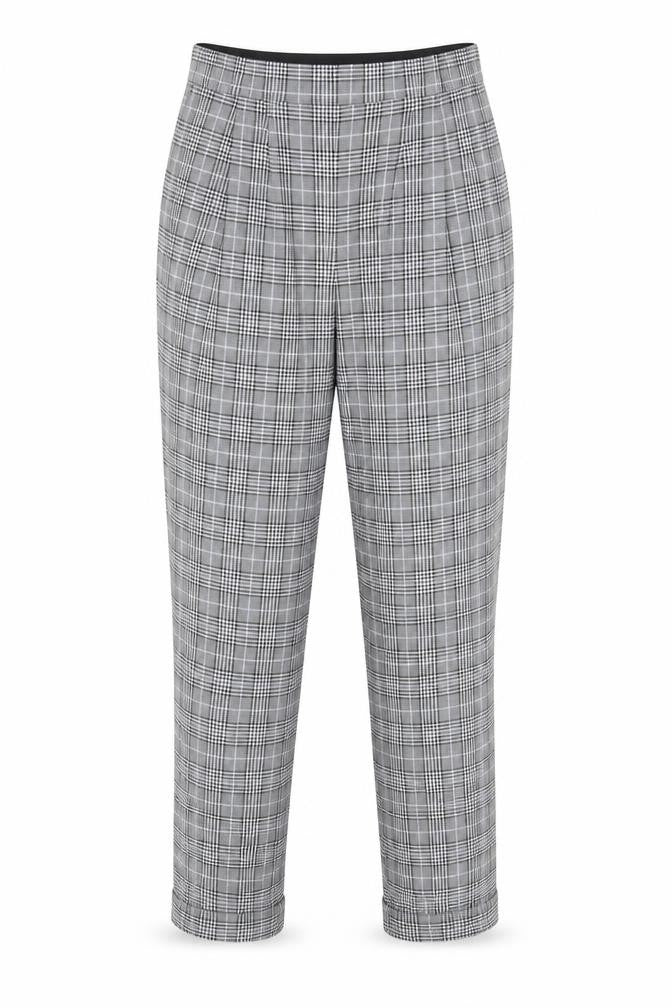 Zara Womens Grey Plaid Polyester Trousers Size S L26 in Regular - Pockets, Pleated Front