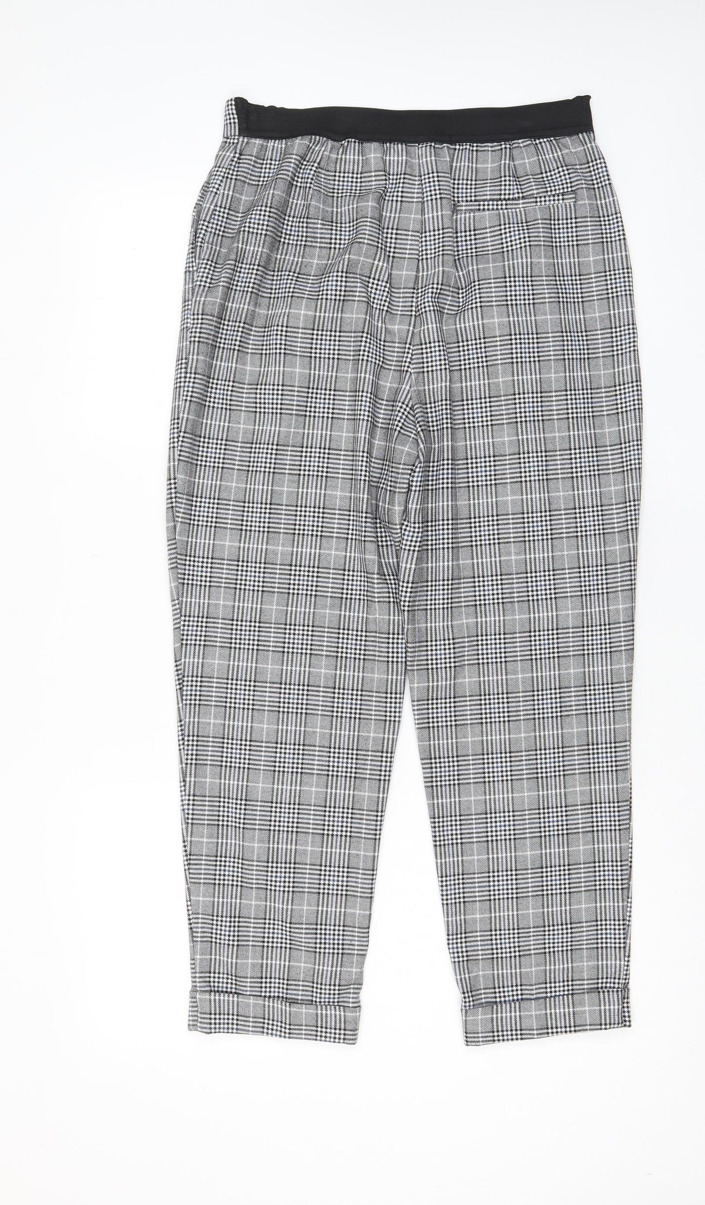 Zara Womens Grey Plaid Polyester Trousers Size S L26 in Regular - Pockets, Pleated Front