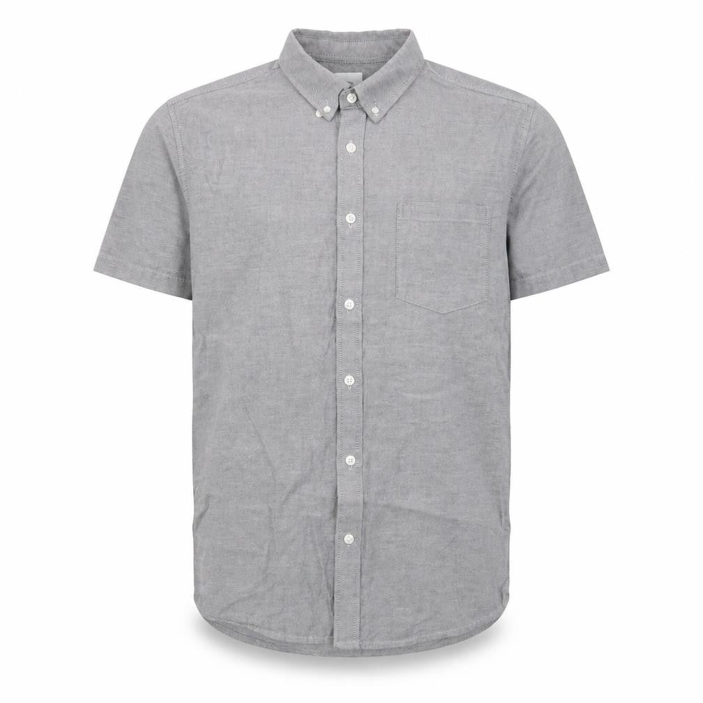 Burton Mens Grey Cotton Button-Up Size L Collared Button - Pocket
