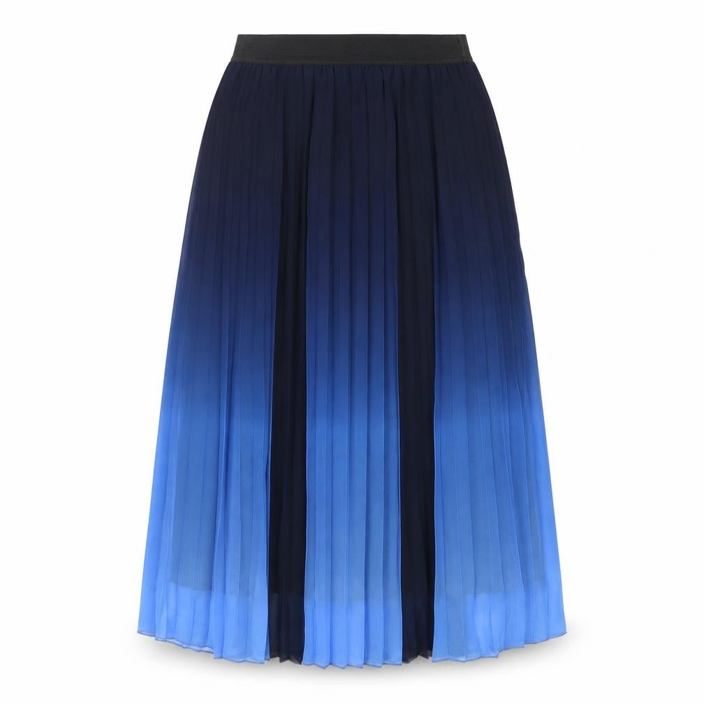 Selected Girls Blue Ombré Polyester A-Line Skirt Size 15-16 Years Regular Pull On - Pleated