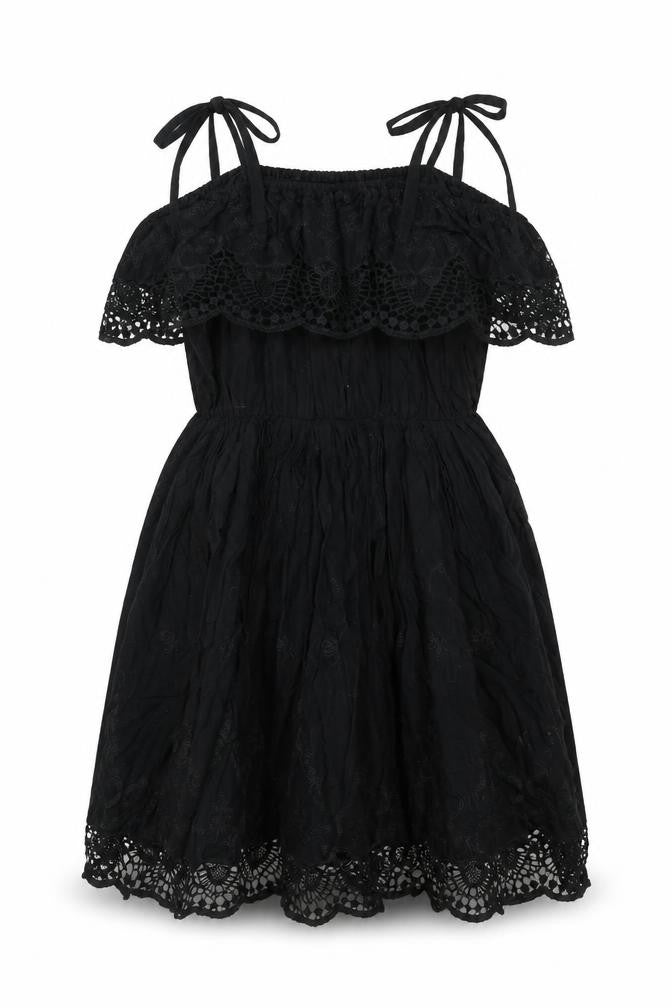 Max C London Womens Black Cotton Trapeze & Swing Size M Off the Shoulder Pullover - Lace detail