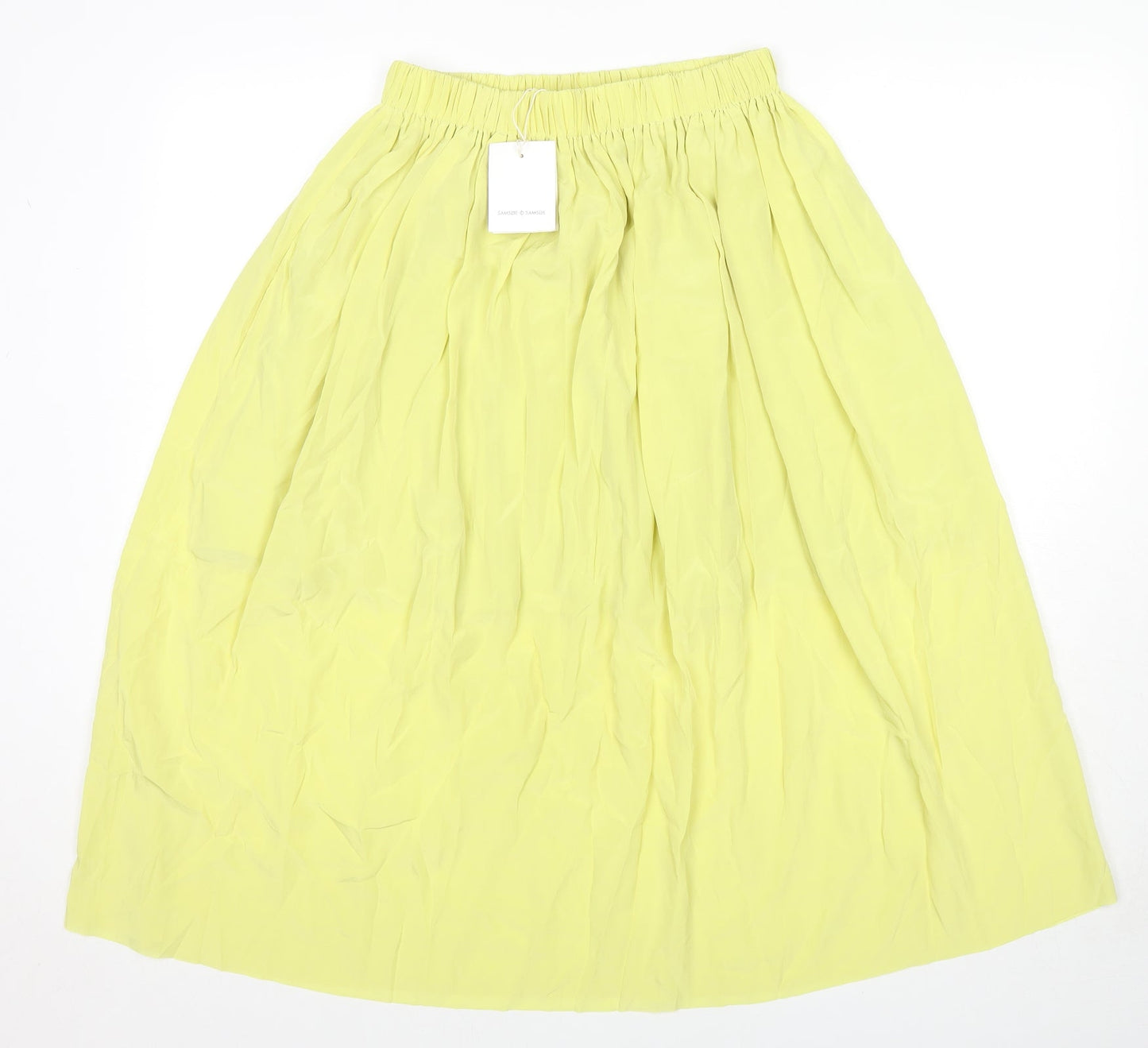 Samsøe Samsøe Womens Yellow Polyester Pleated Skirt Size S