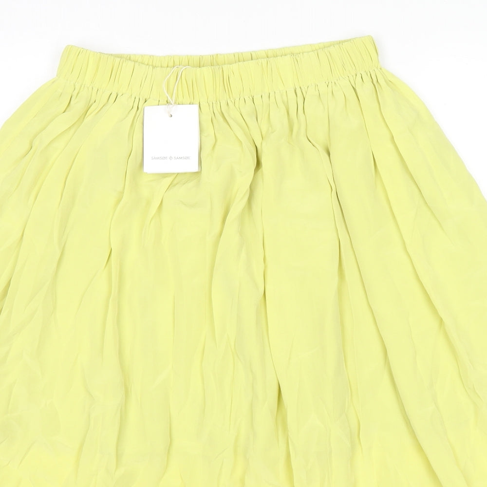 Samsøe Samsøe Womens Yellow Polyester Pleated Skirt Size S