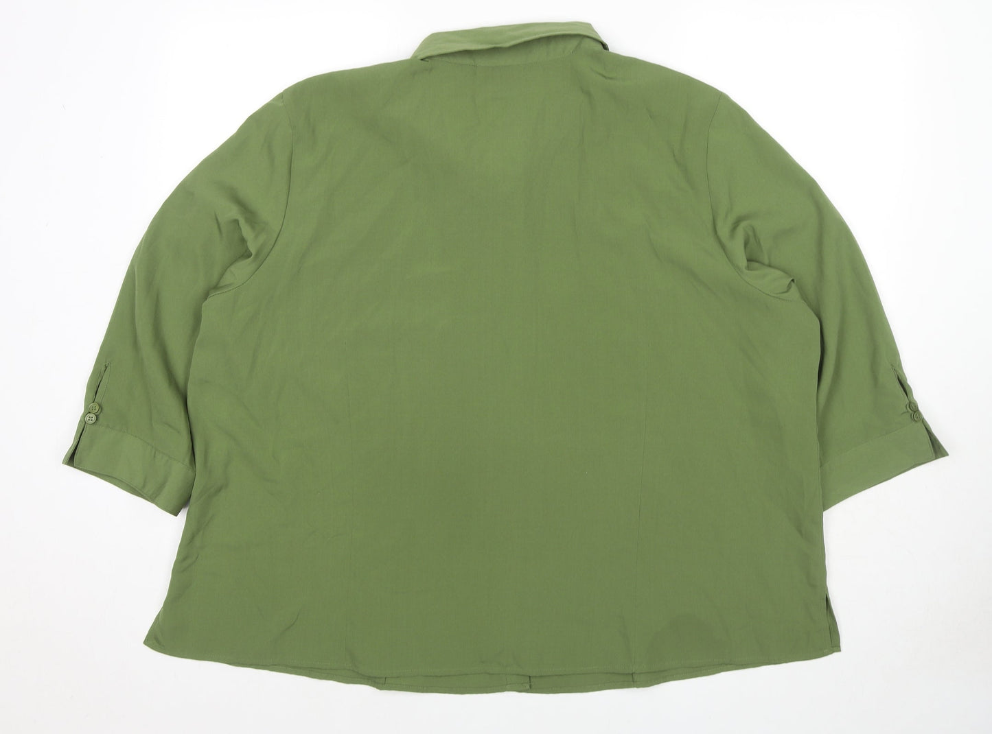 Apparenza Womens Green Polyester Basic Button-Up Size 3XL Collared