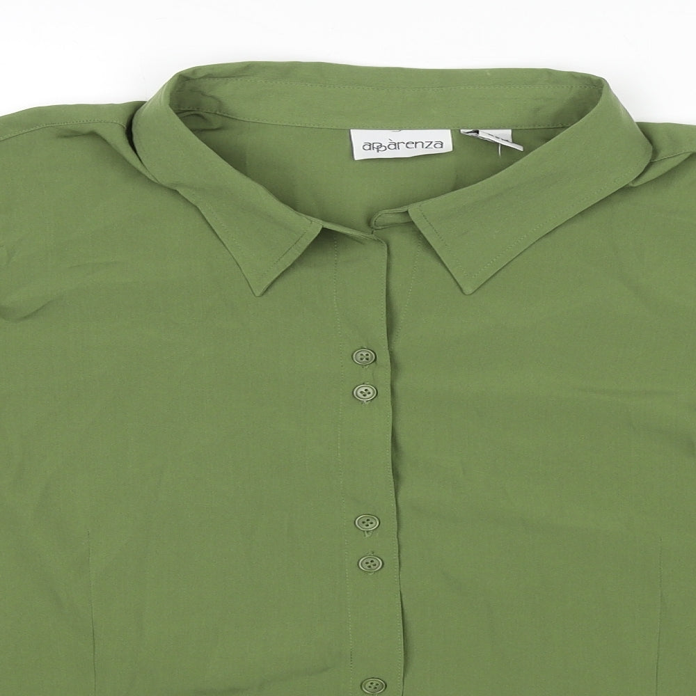 Apparenza Womens Green Polyester Basic Button-Up Size 3XL Collared