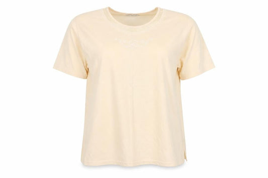 Lucky Womens Yellow Polyester Basic T-Shirt Size XL Round Neck