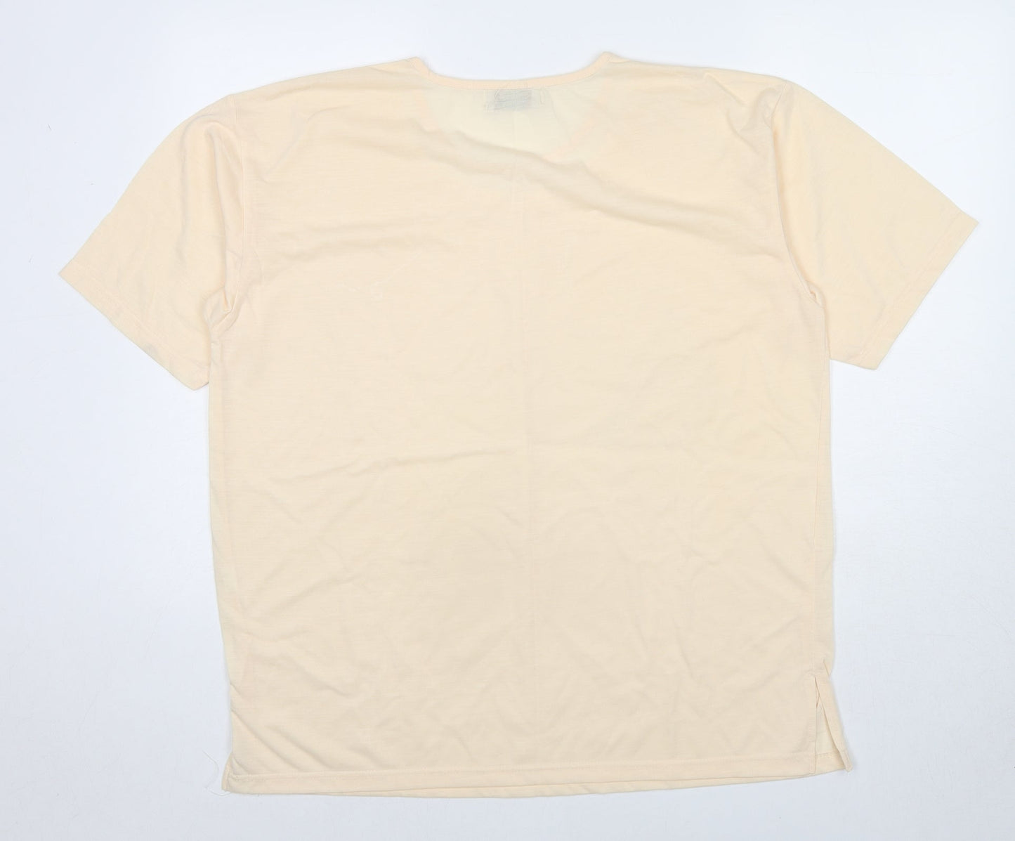 Lucky Womens Yellow Polyester Basic T-Shirt Size XL Round Neck