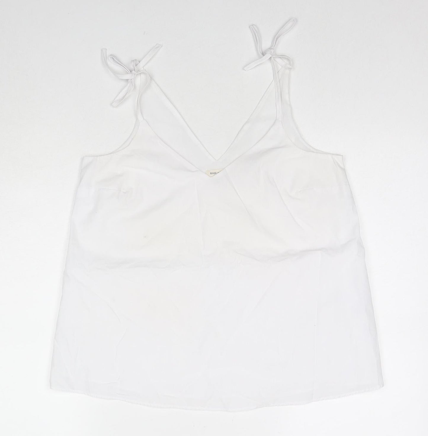 River Island Womens White Cotton Camisole Tank Size 10 V-Neck