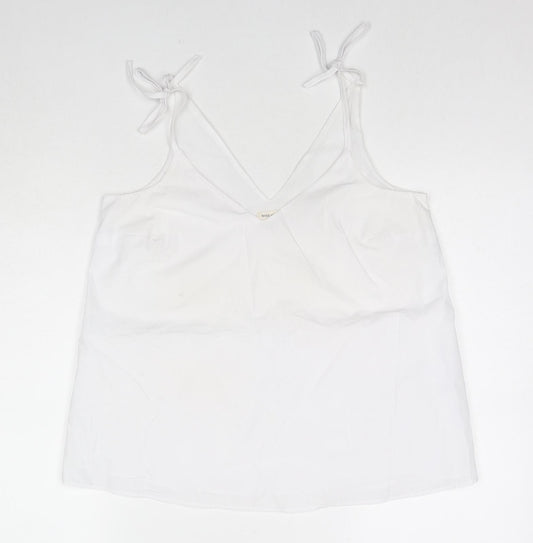 River Island Womens White Cotton Camisole Tank Size 10 V-Neck