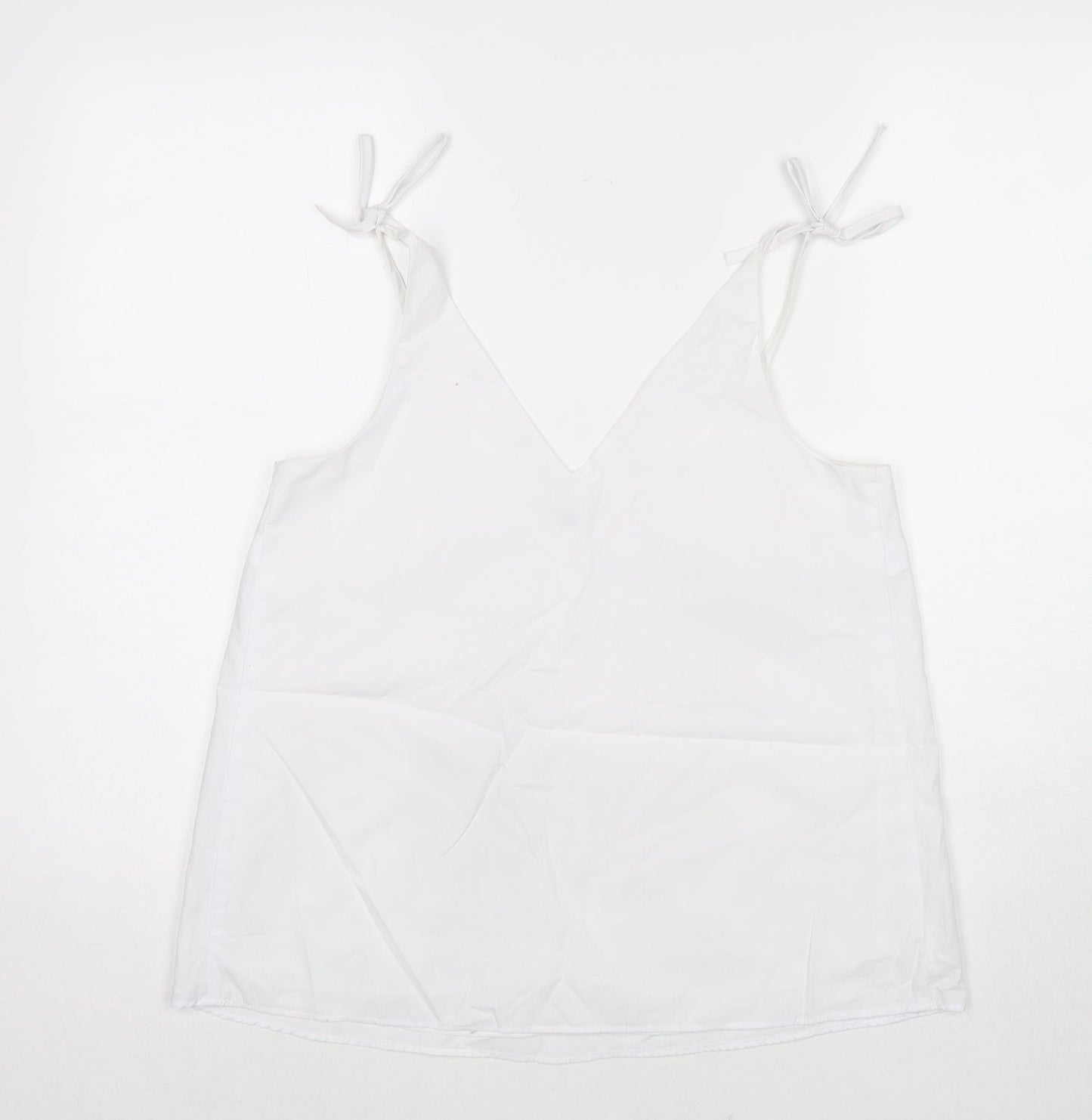 River Island Womens White Cotton Camisole Tank Size 10 V-Neck