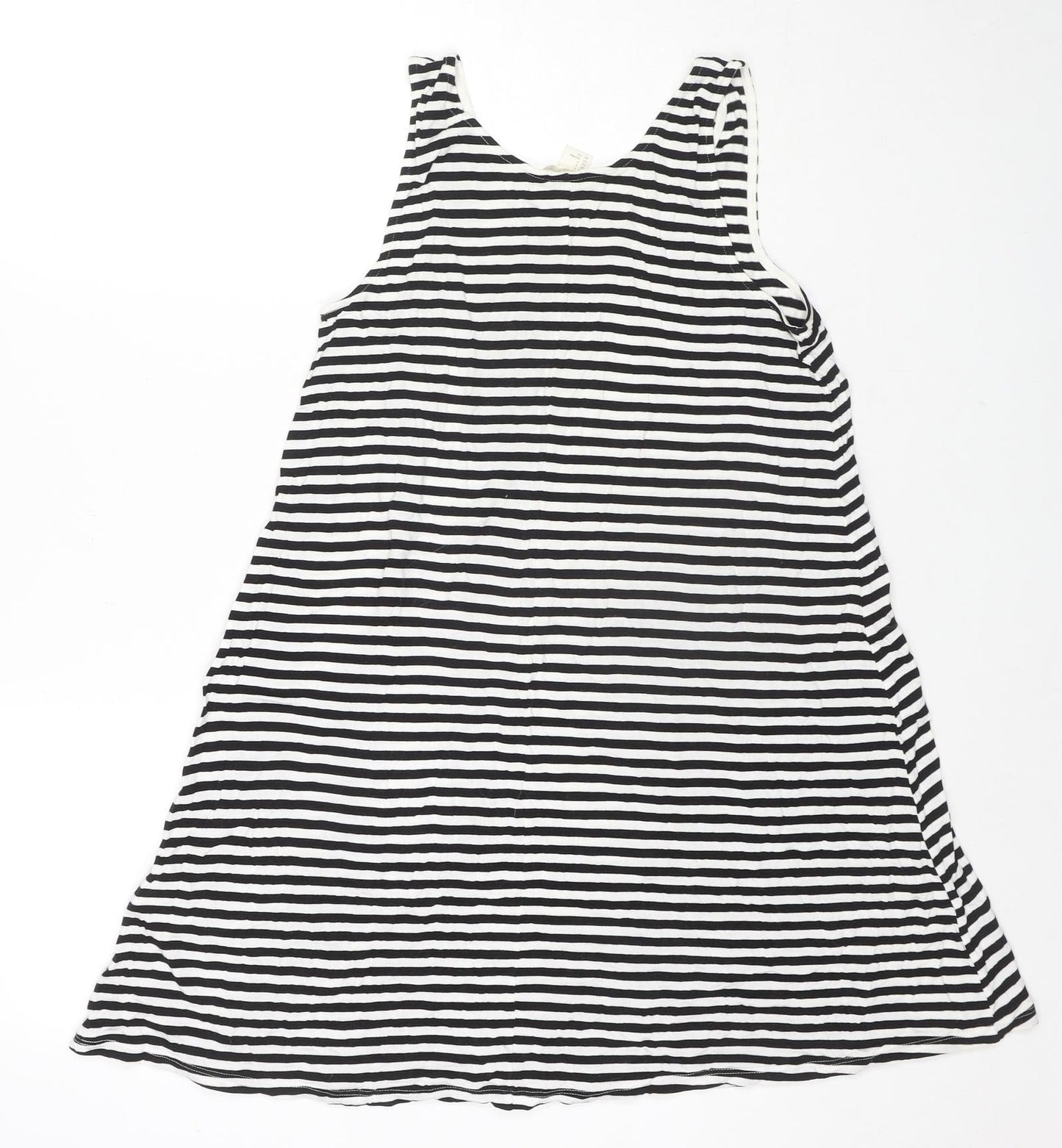 H&M Womens Black Striped Viscose Tunic Tank Size S Round Neck