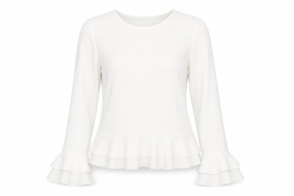Cameo Rose Womens White Polyester Basic Blouse Size 8 Round Neck