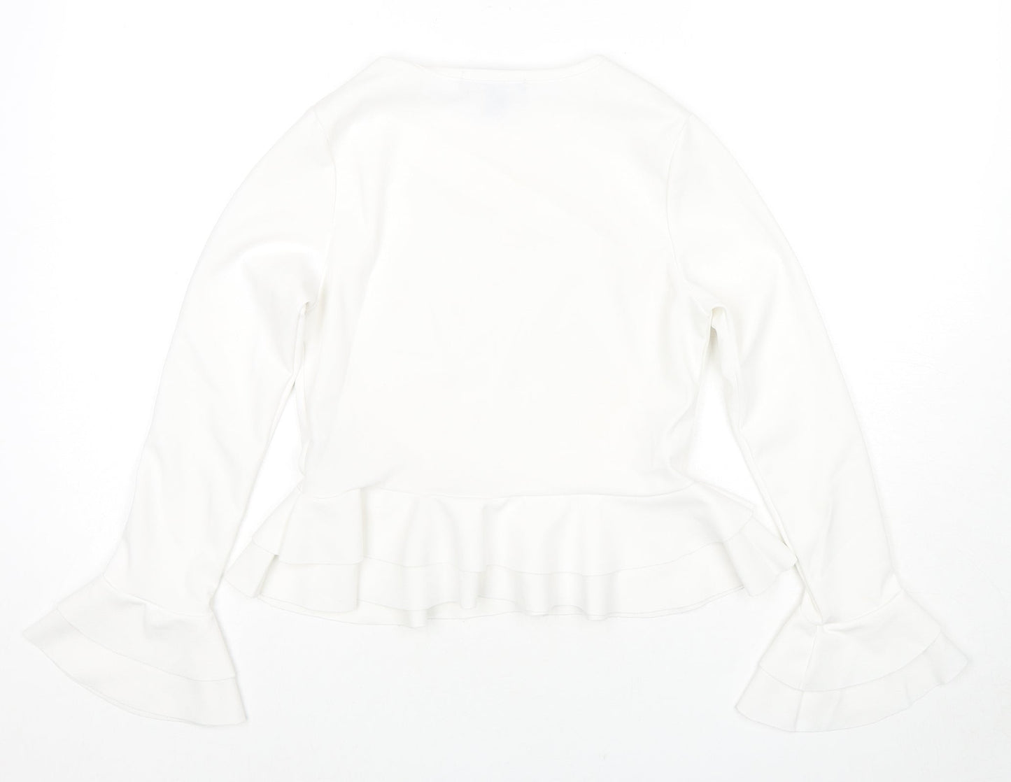 Cameo Rose Womens White Polyester Basic Blouse Size 8 Round Neck