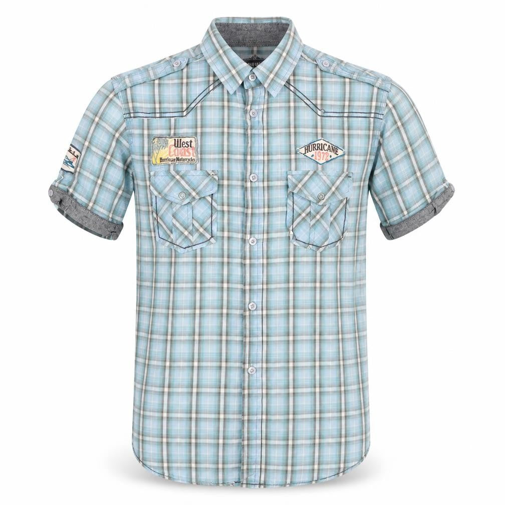 UrbanSpirit Mens Blue Check Cotton Button-Up Size S Collared Button